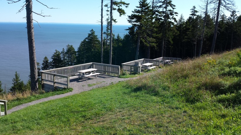 The Fundy Trail astonished us at the scale and scope of this public investment in a roadway, bike and hiking path network that is not a through route to anywhere, and whose only purpose is recreation and sightseeing. At one of the great view-sheds, this tiered group of picnic sites, which we made use of for a rose sundowner ...